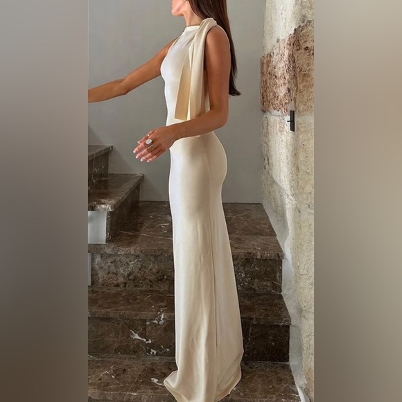 Commense One Shoulder Cream Dress - Picture 3 of 4